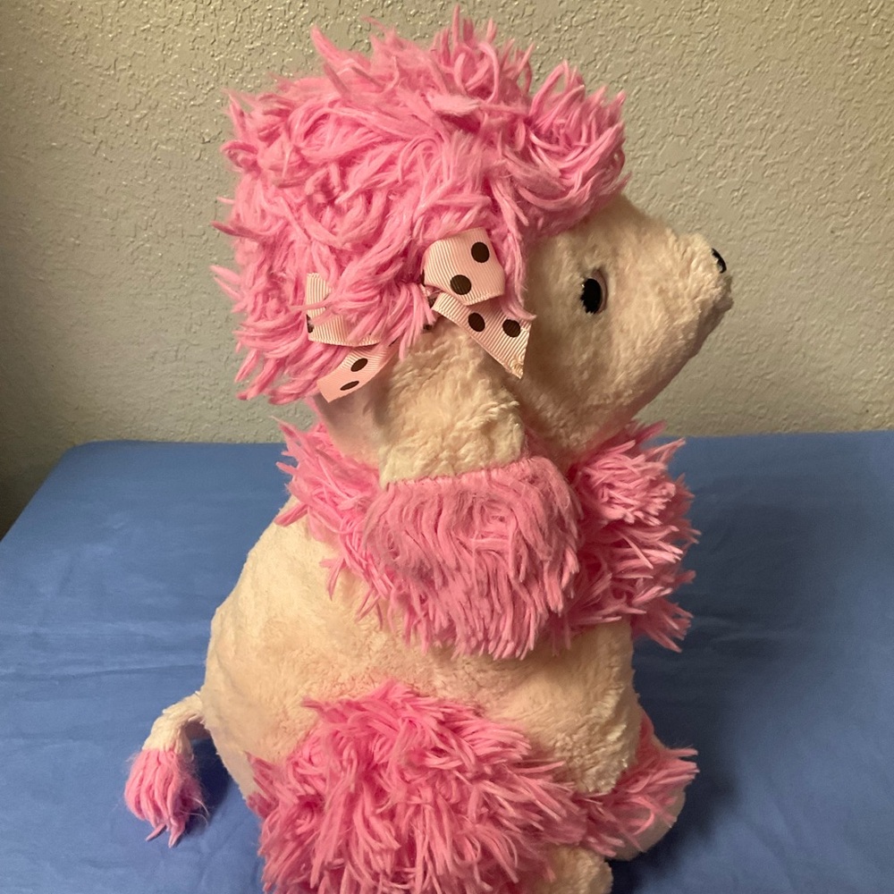 Restored HugFun Pink Plush Poodle with Polka Dot Bows on ears Stuffed animals - Picture 5 of 8